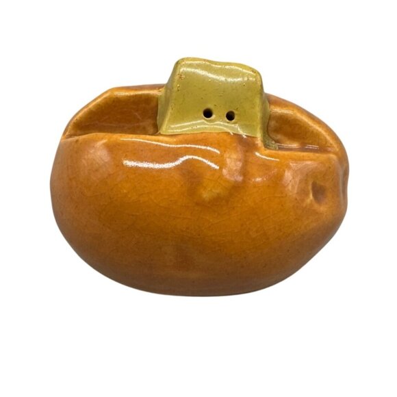 Vintage Ceramic Persimmon-Shaped Salt & Pepper Shaker 3" READ - Picture 1 of 5